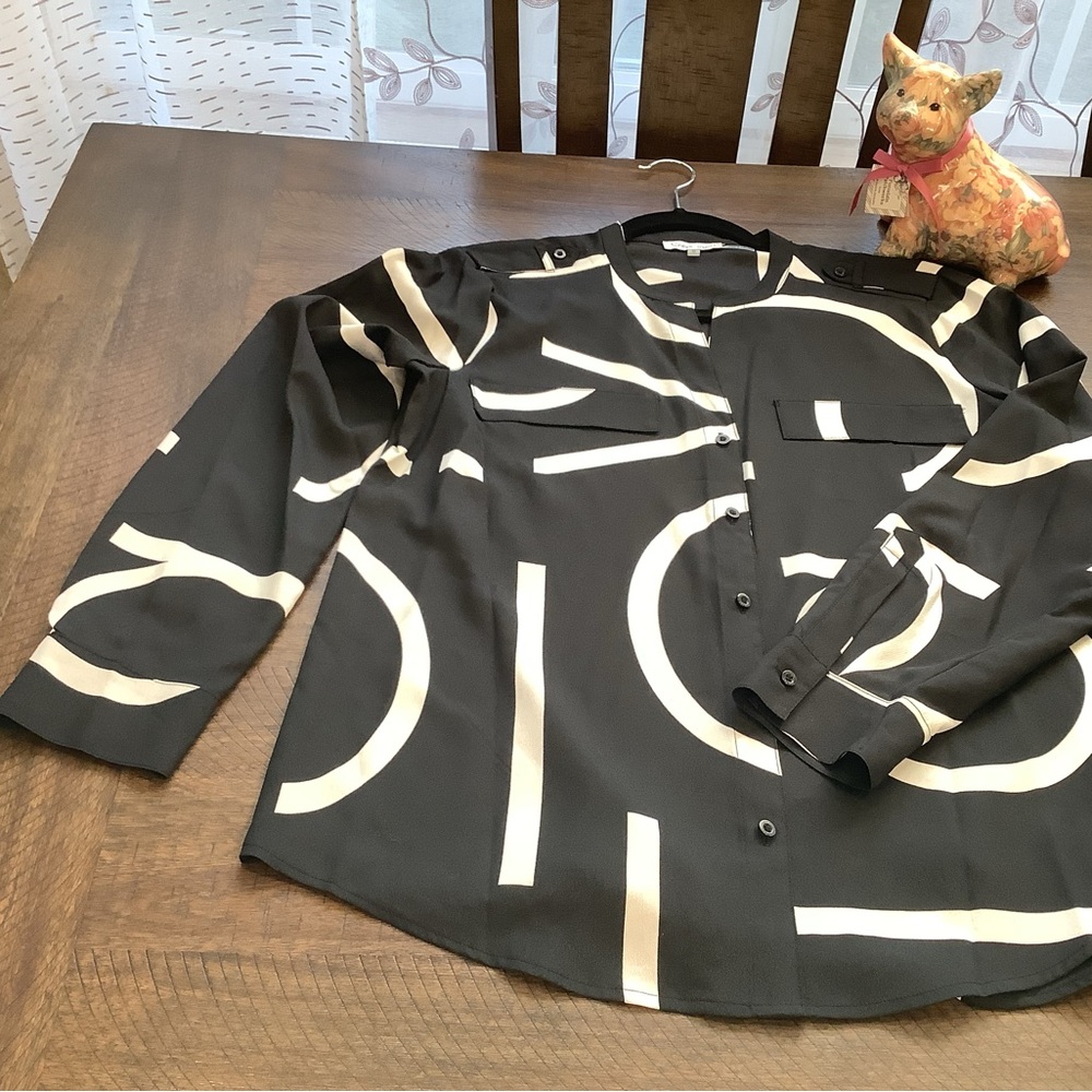 Calvin Klein Black and White Blouse